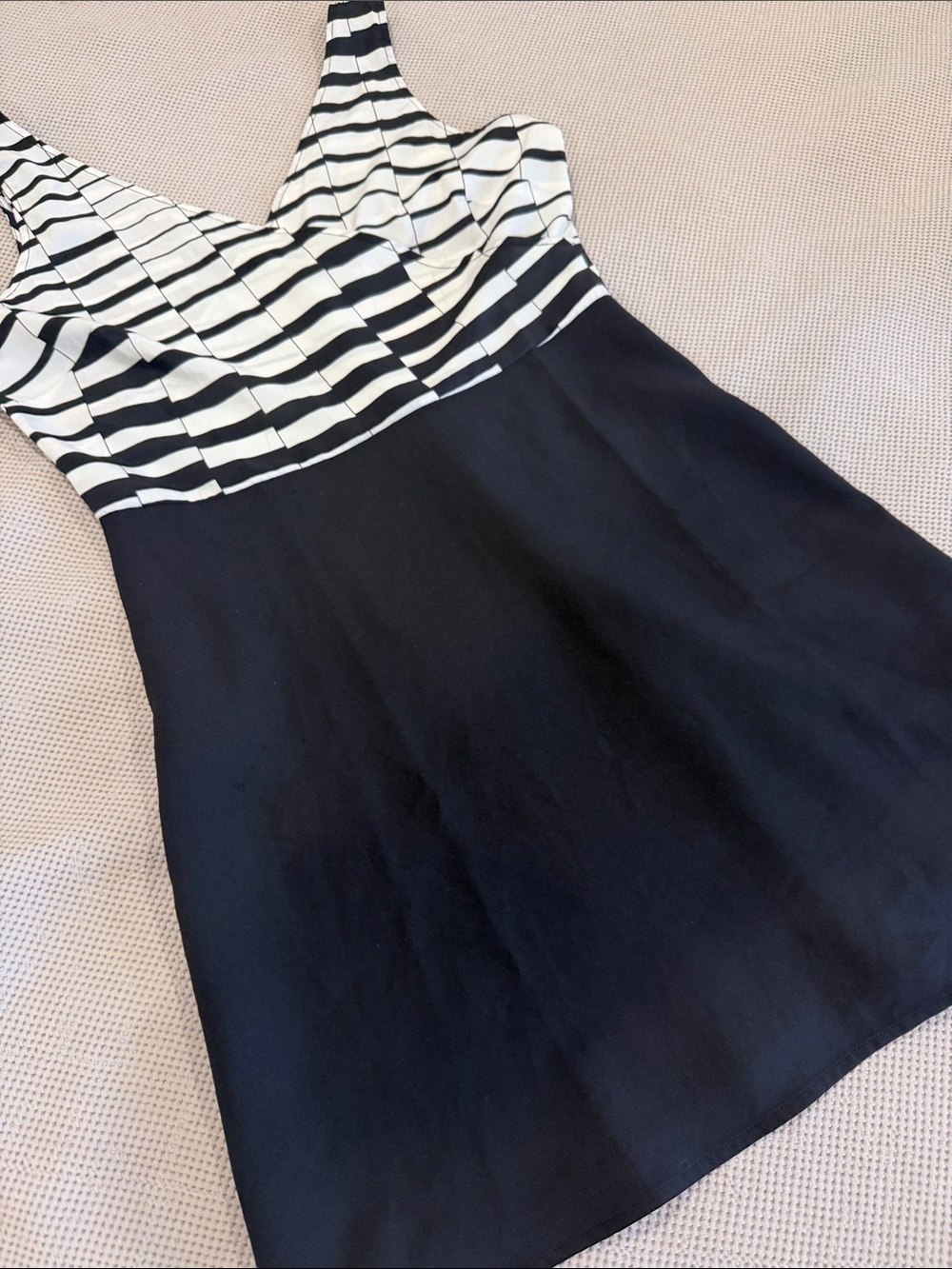 JustFab Black and White Striped Bodice Mini Dress